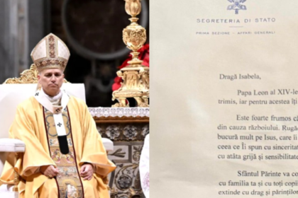 scrisoarea-pe-care-i-a-trimis-o-papa-leon-al-xiv-lea-unei-fetite-din-bucuresti,-in-noaptea-de-craciun.-isabela-ii-trimisese-un-desen